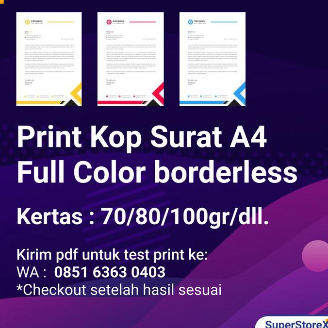 

Jasa Cetak Print Kop Surat A4 Full Color Borderless