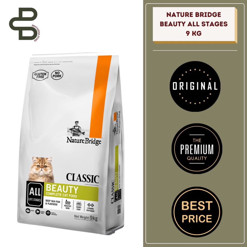 NATURE BRIDGE BEAUTY CAT FOOD FOR ALL STAGES 9 KG FRESHPACK (KHUSUS GOJEK/GRAB)