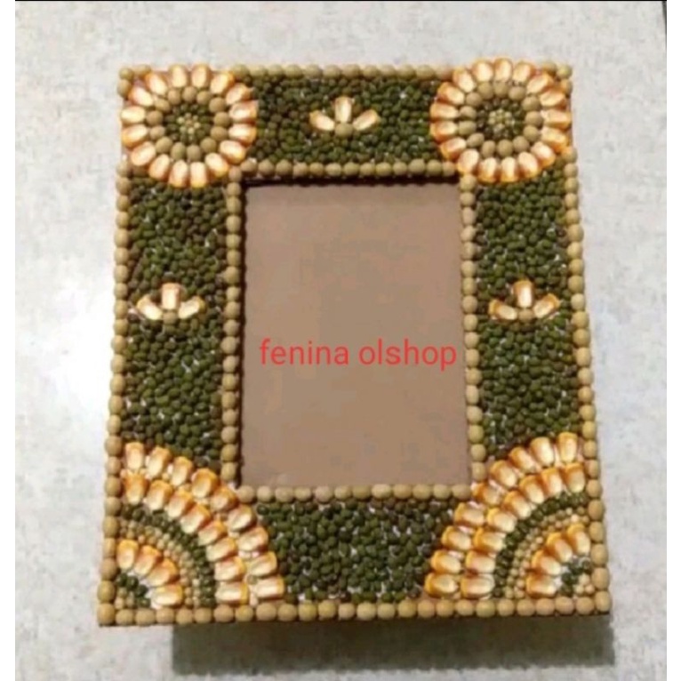 Jual Pigura ukuran 3 R / pigura dari biji / kolase biji / bingkai foto