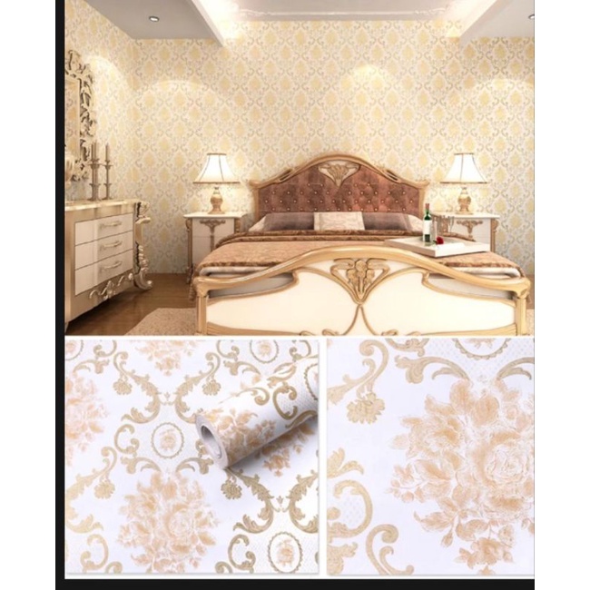 Wallpaper Sticker Dinding Motif Batik gold gh039