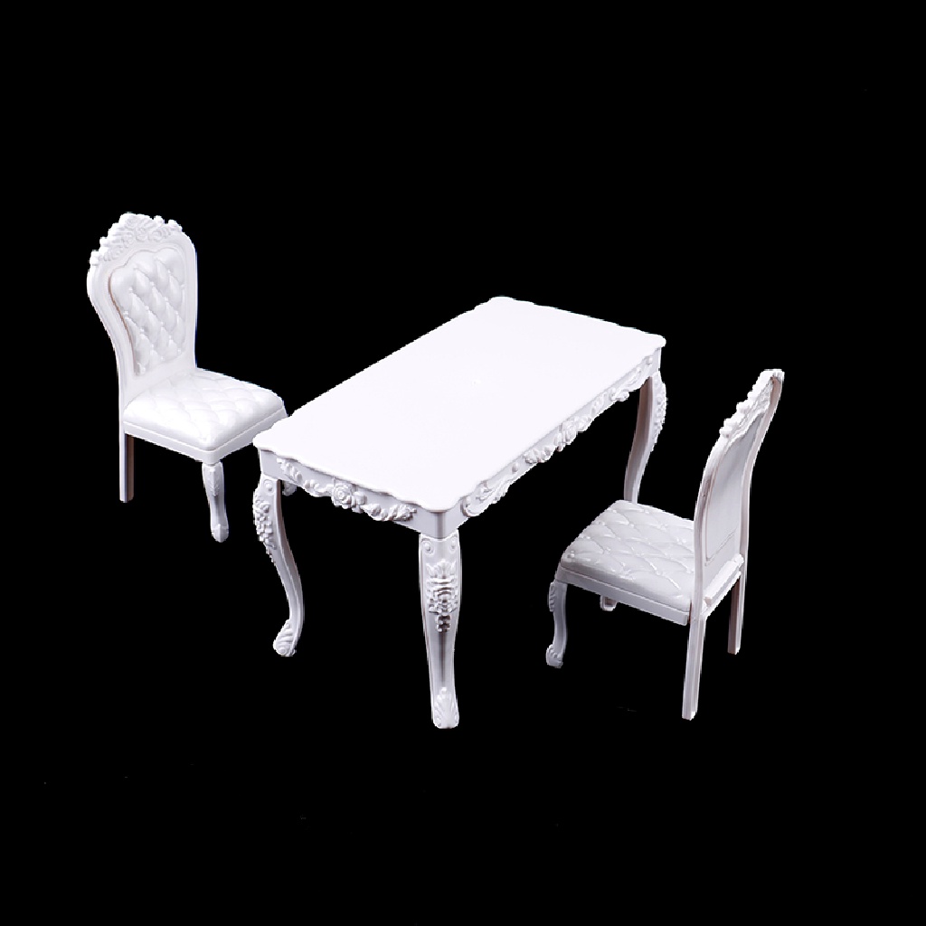 Mainan Miniatur Meja Kursi Makan / Komputer Skala 1: 6 Untuk Aksesoris Rumah Boneka