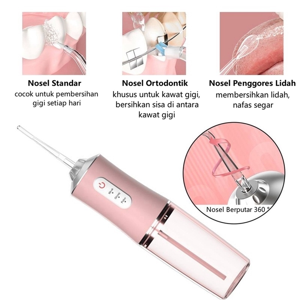 COD Portable Oral care Water Flosser 4 Heads 240ML Oral Irrigator USB Rechargeable 3Modes Water Flosser Cordless / Teeth Multifunctional Water Spray