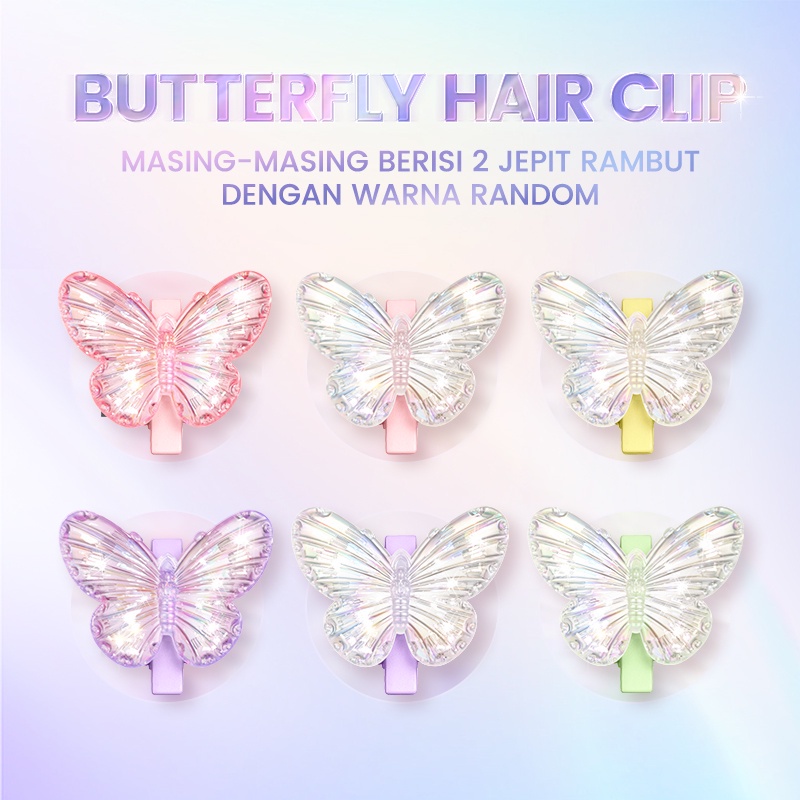 FOCALLURE 1 Pair Butterfly Hair Clip Cute Hair Pins Blind Box Hair Styling Makeup Accessories [2 buah 1 set, warna yang random] FA-T10