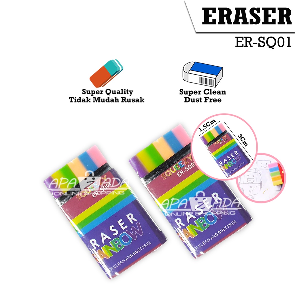 

Apazada - Penghapus Pendek Rainbow Squuze Non Toxic / Eraser Rainbow Murah Berkualitas Bisa Cod