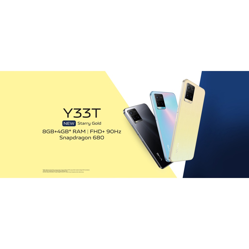 [RECOMMENDED] Vivo Y33T 8/128, RAM8GB + 4GB Extended, 5000mAh Battery. Garansi Resmi