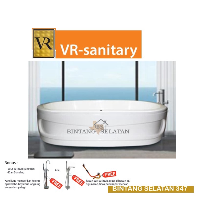 VR BATHTUB STANDING MORIEN BATHTUB KAMAR MANDI VR FULLSET KRAN AFUR