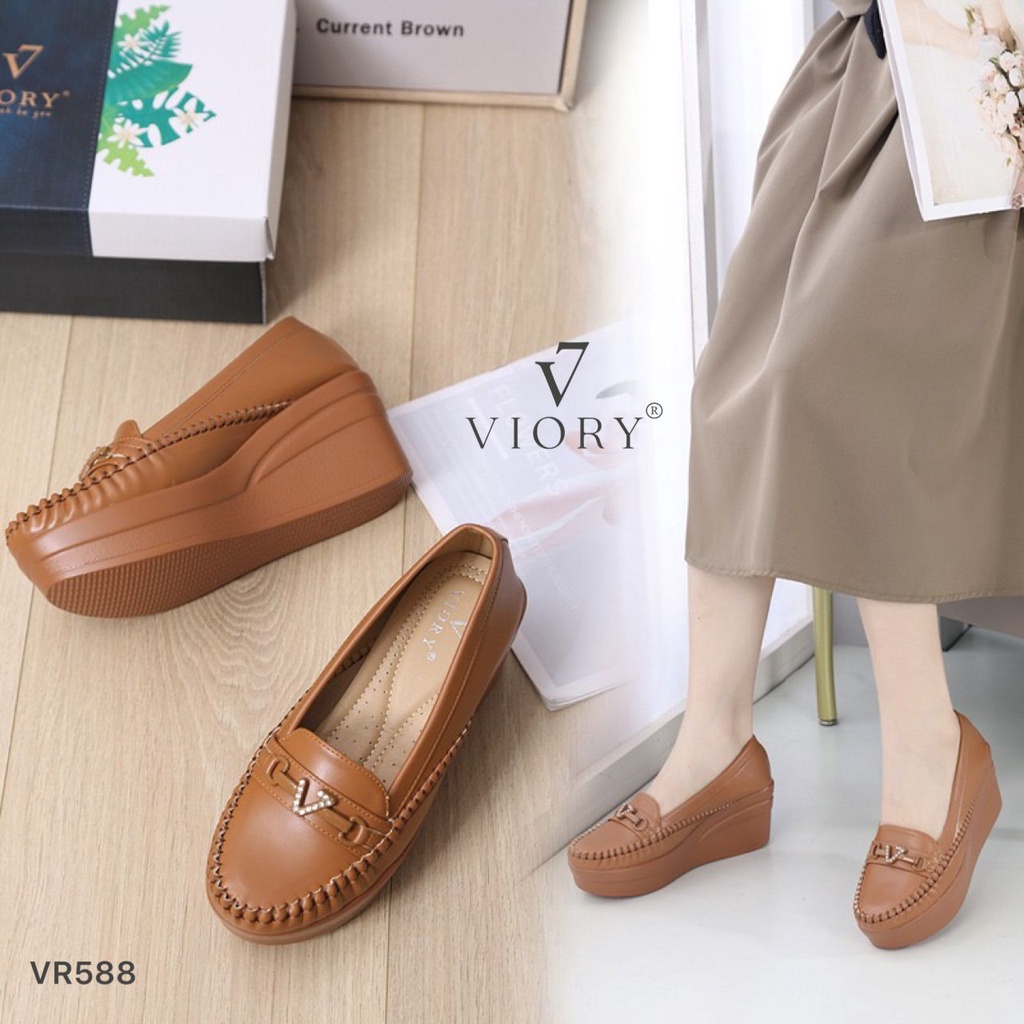 VIORY Sepatu High Wedges Loafers Shoes #VR588 ORIGINAL