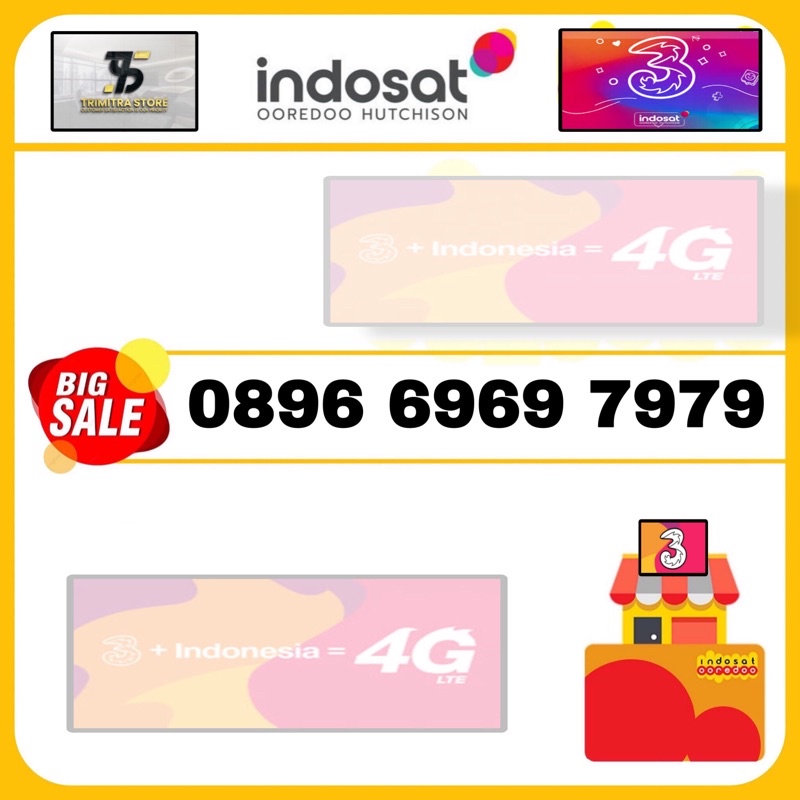 Nomor cantik TRI 3 ABAB CDCD Kartu perdana cantik super mudah dihafal reguler isi ulang