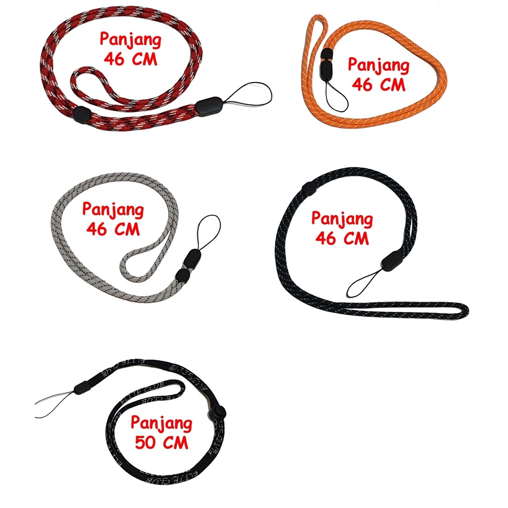 

Tali Gantungan Lanyard Rounded bulat Adjust text Ring karet 13 20 40 MM