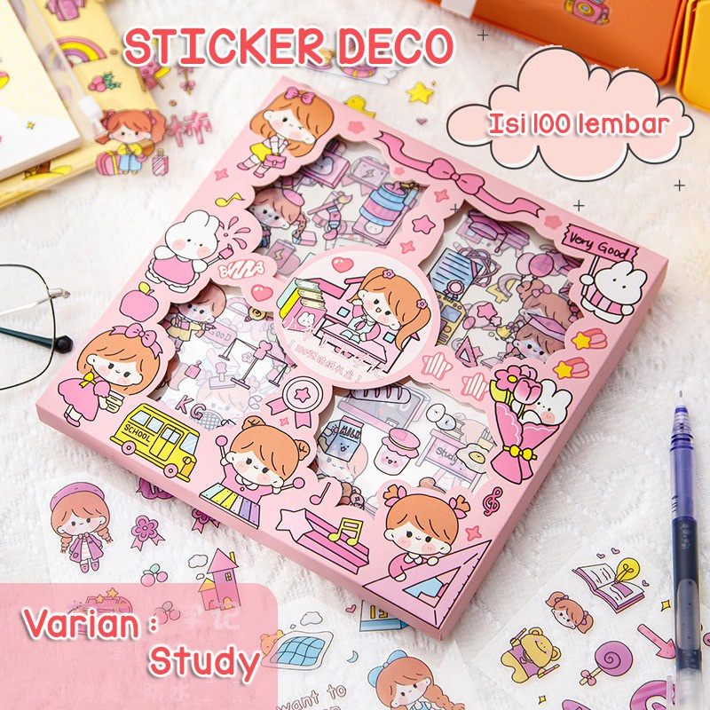 Isi 100 Lembar Sticker Deco Aesthetic Lucu Momo Stiker Anti Air Tumblr DIY Hp Stiker Motif Kartun Lucu ala Korea Dekorasi Buku Diary Memo Journal Catatan Harian Anak Sekolah Alat Tulis Bahan Stiker Transparant Bisa Untuk Kado Ulang Tahun GUDANG