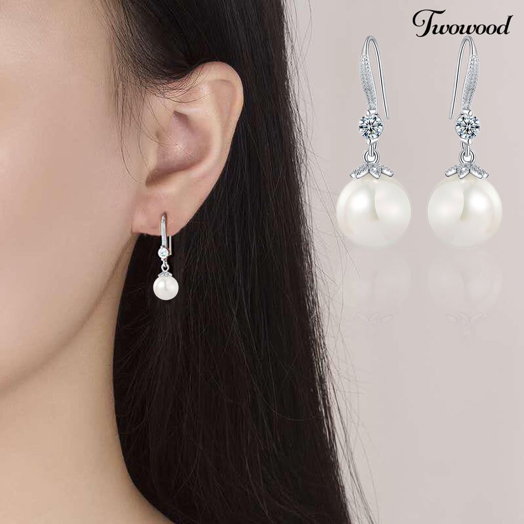 Anting Hook Mutiara Berlian Imitasi Untuk Pesta Pernikahan