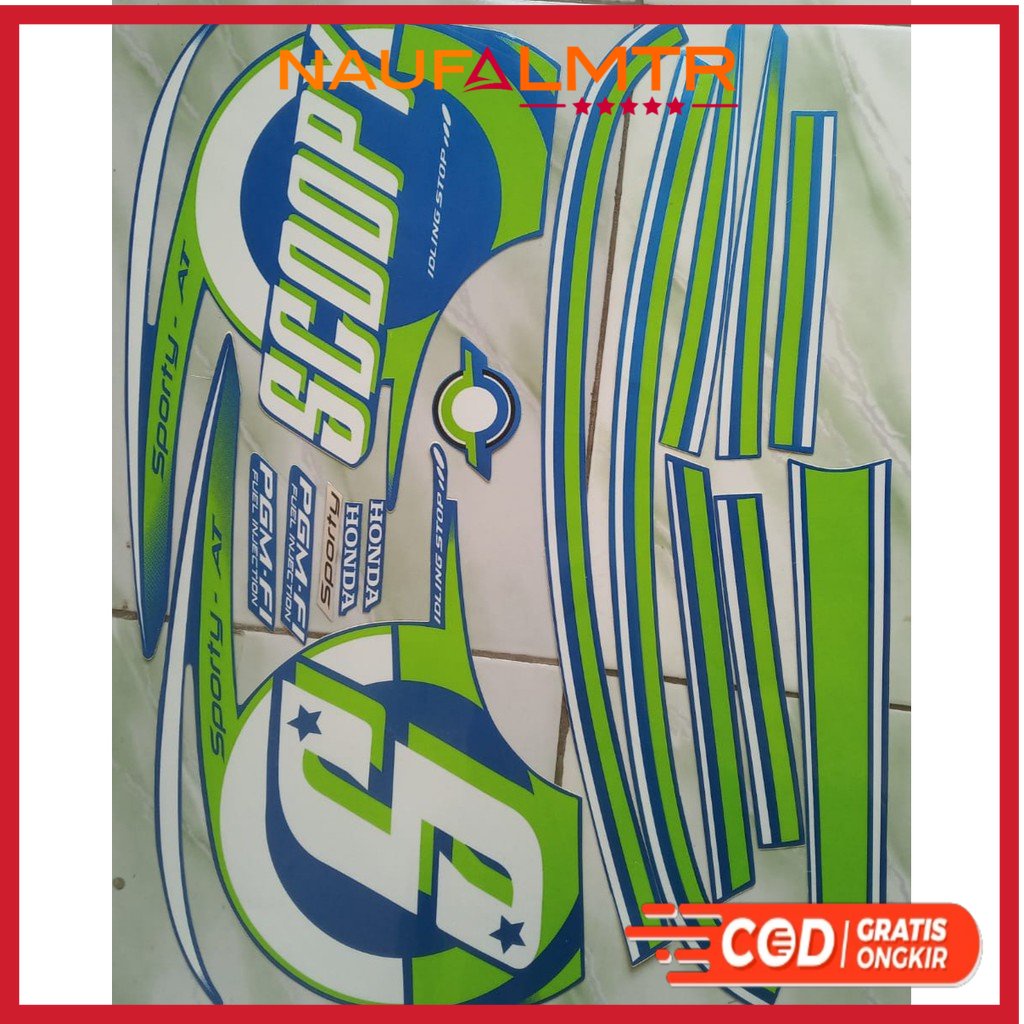 stiker striping honda scoopy sporty 2016 biru
