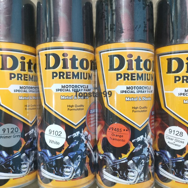 Pilok Cat Diton Premium Paket Komplit 4 Kaleng Orange Tramonto Oren 9485 Primer Grey 9120 White 9102 Clear Gloss 9128 400cc Pilox Paketan Cat Semprot Special Spray Paint