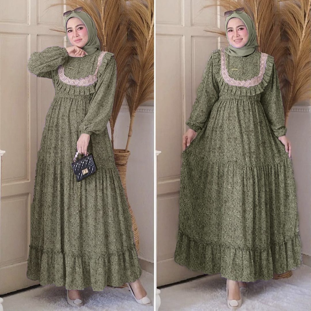 Baju Gamis Wanita Terbaru 2022 Sakura Dress Ceruty Babydoll Gaun Pesta Muslimah Baju Kondangan Wanita Kekinian Aplikasi Renda