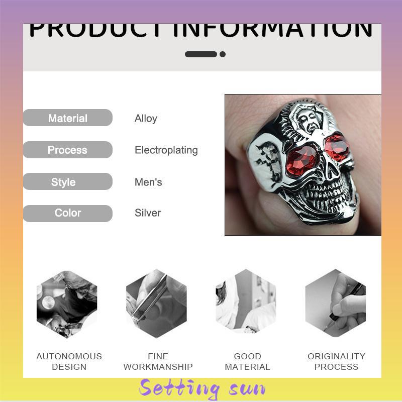 COD✨Cincin Motif Tengkorak Trend Fashion vintage rock ruby cincin Untuk Pria Aksesoris TN