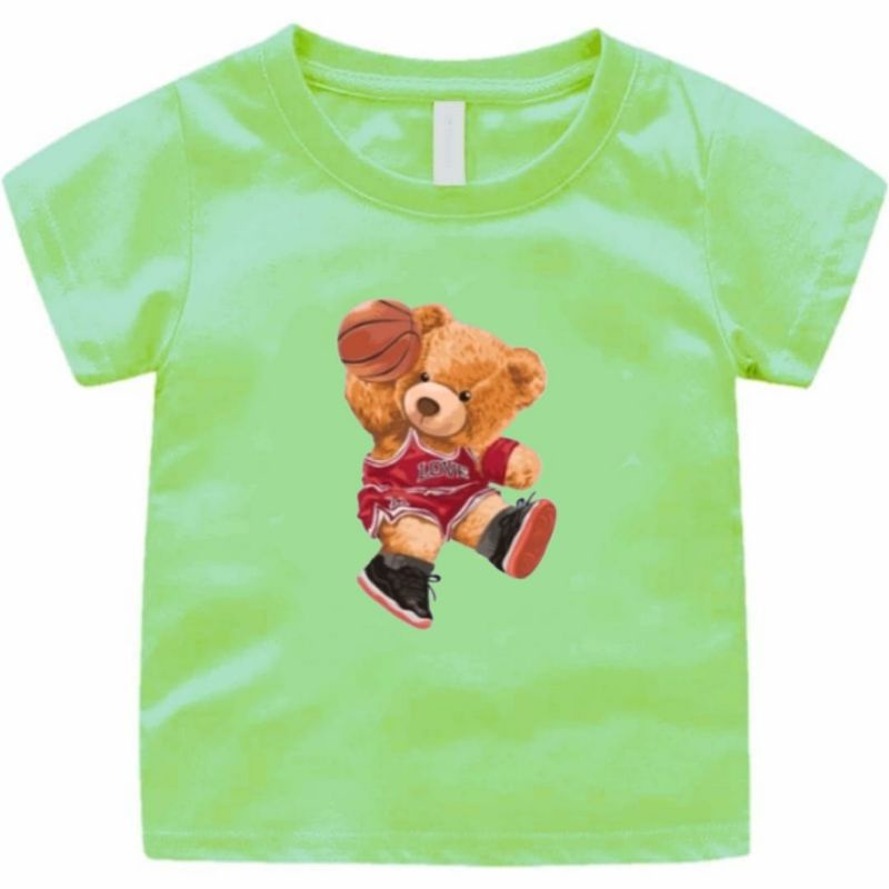 BAJU KAOS ANAK TEDDY BEAR BASKET CEWEK/COWOK 1-122 TAHUN UKURAN S,M,L,XL,XXL,XXXL