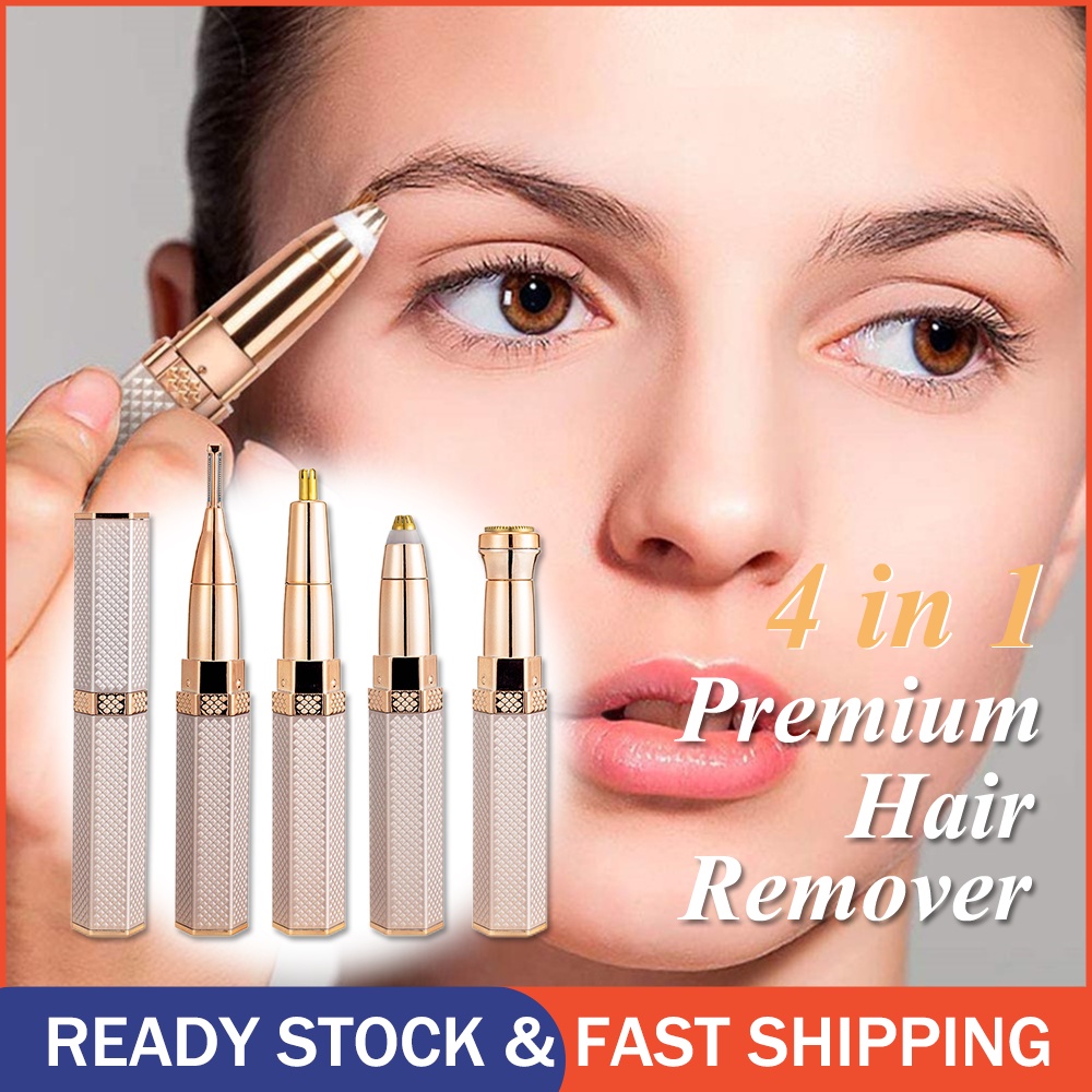 4 IN 1 Premium Hair Remover / Multifungsi Pencukur / Pencukur Bulu Tanpa Sakit / USB isi ulang lipstik hair remover / pemangkas alis listrik penghilang bulu hidung