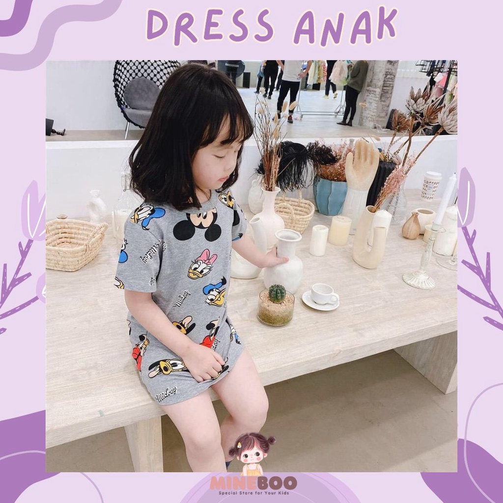 mineboo - DRESS MKY AND FRIEND EBV 1-9tahun Baju anak Perempuan Motik Minne Lucu Kaos Dress/dress pesta/gaun anak import