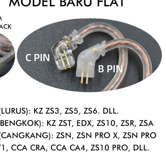 KZ Kabel Cable OFC Flat with Mic Upgrade KZ Type C ZEX ZSN PRO X DQ6 - Brown OFC Pin C