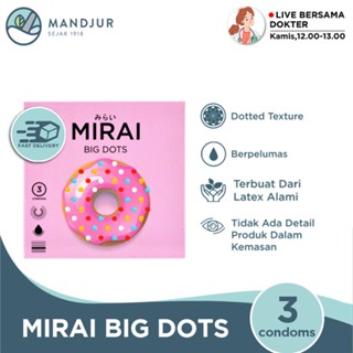 Image of Kondom Mirai Big Dots 3 Pcs - Tekstur Berbintik Lebih Besar dan Lebar