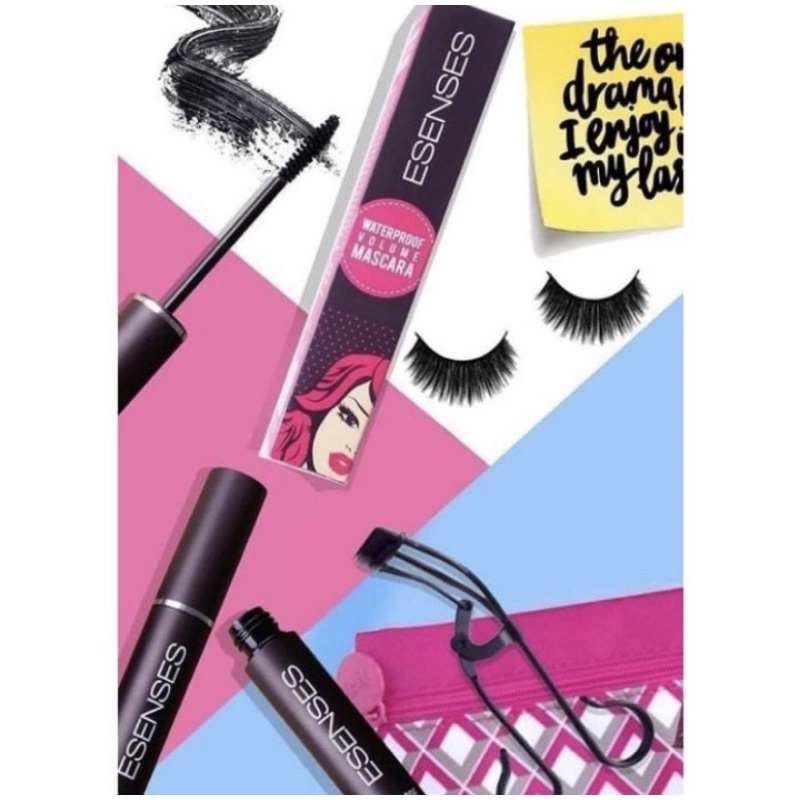 ESENSES Waterproof Volume Mascara 8ml [ Longlasting ,Vitamin E Dan Ujung Sikat yang halus ]