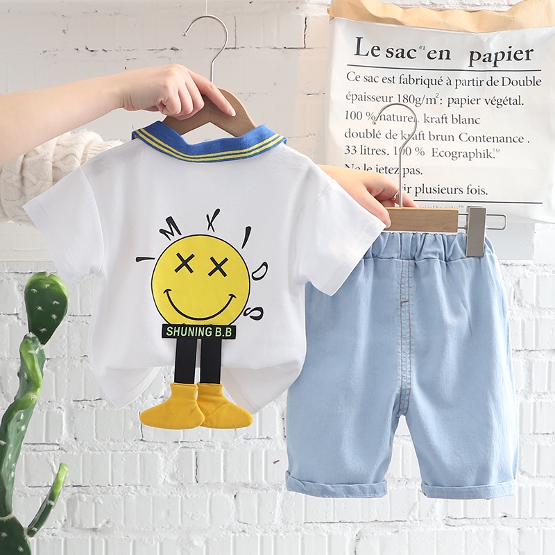 Setelan Anak Laki Laki 2pcs Baju Anak ALDO Kaos dan Celana Jeans Import