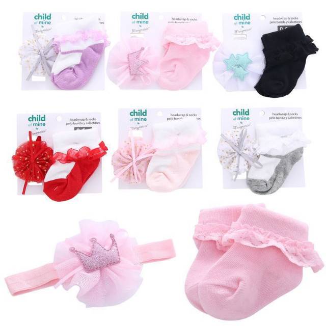 Set Bandana &amp; Kaos Kaki Bayi 2in1 (1 Set = Bandana + Kaos kaki)