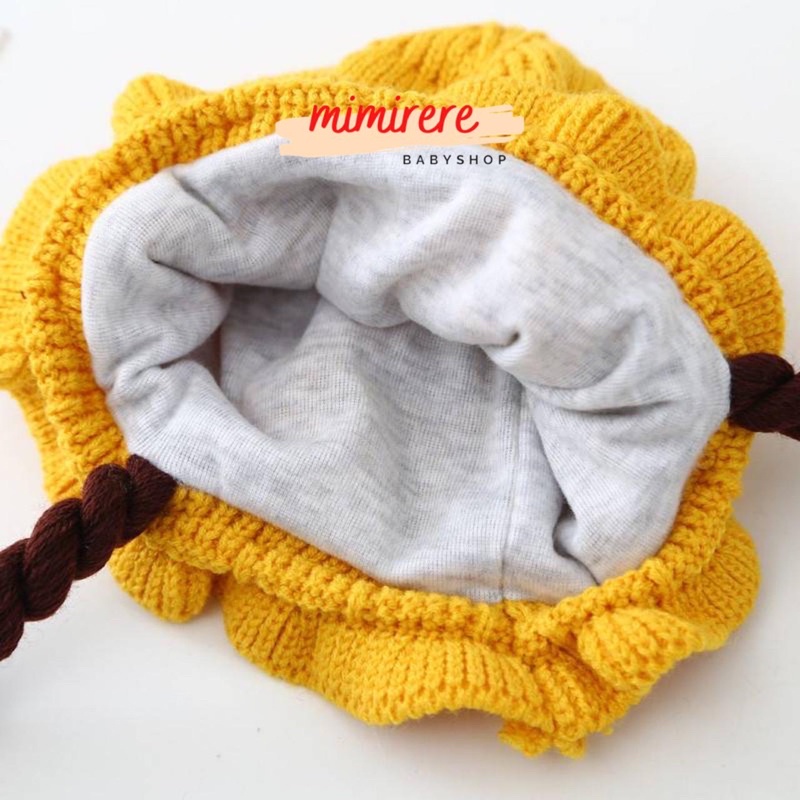 Topi Rajut Kepang PomPom Bayi Import | Import Baby Knit Hat