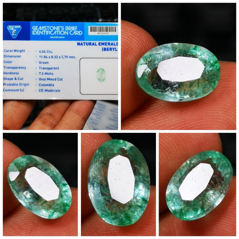 Batu Zamrud Colombia Asli Natural Plus Sertifikat Memo Gems Lab