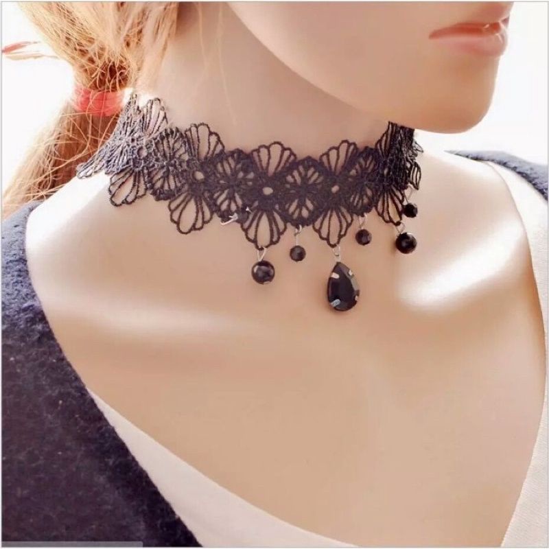 kalung choker renda lace lolita gothic style