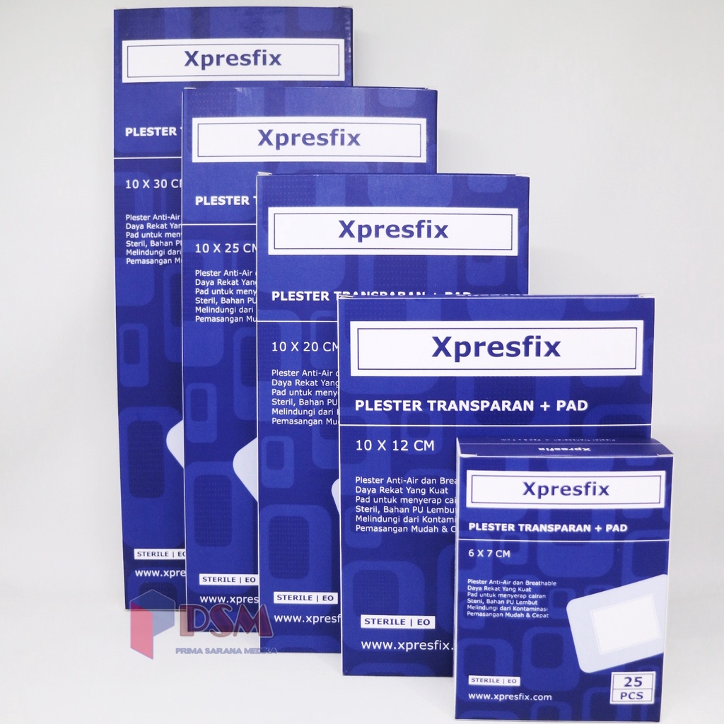 Xpresfix 10x25cm Plester Luka Operasi SC Anti Air Transparan+Pad Dermafix