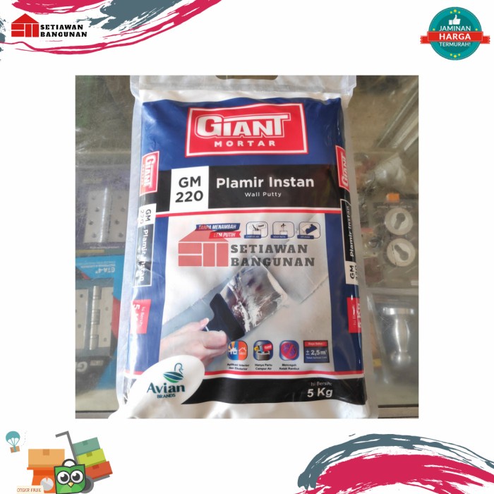 ___] Plamir Instan GIANT Mortar 220 Acian Tembok Dinding Semen Instan 5 KG