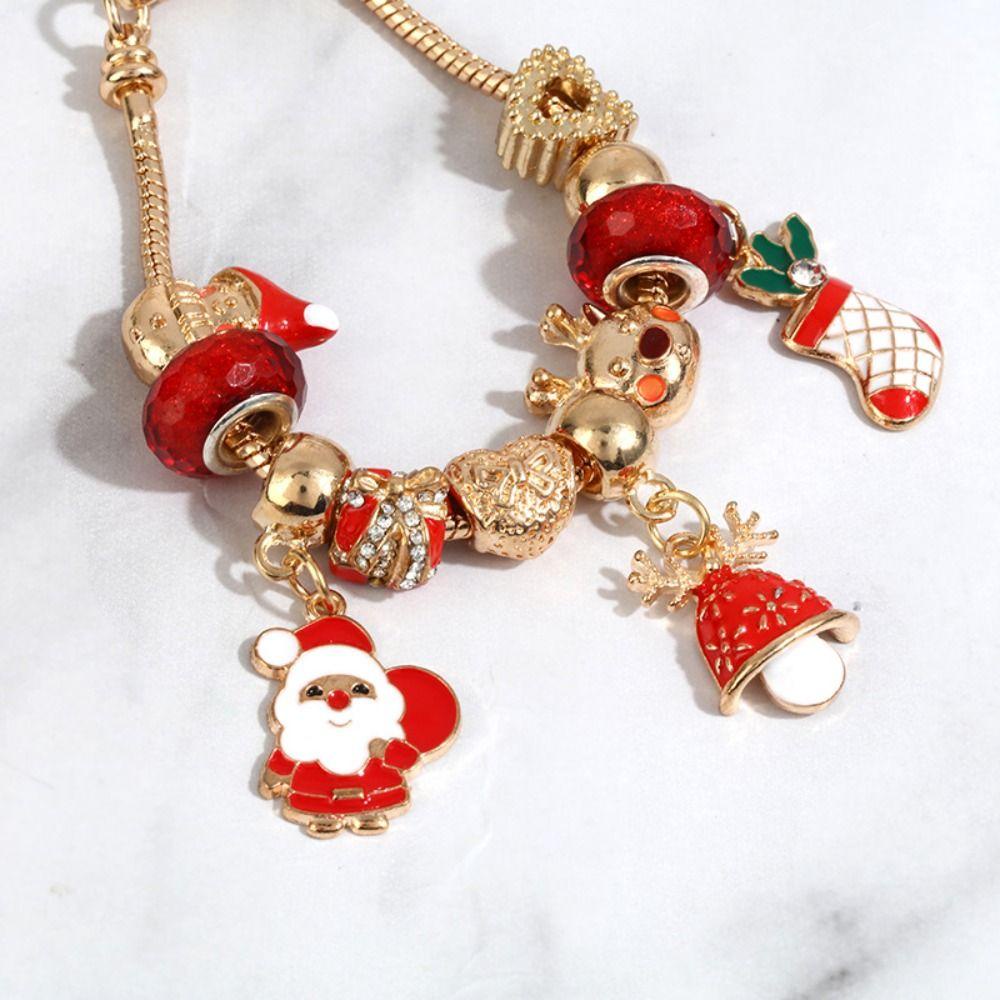 [Elegan] Gelang Natal Minoritas Unik Gaya Korea Tangan Cincin Mewah Merek Gadis Hadiah Santa Claus Elk Charms Beaded Jewelry