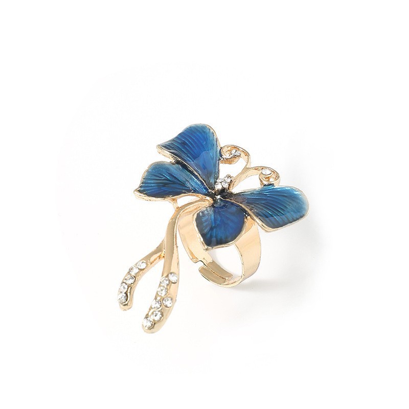 Cincin Adjustable Desain Butterfly Oil Dripping Gaya Retro National