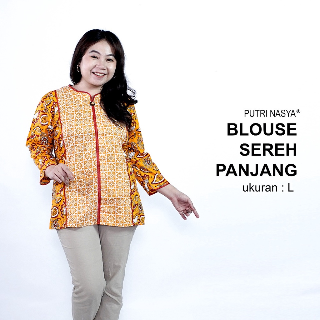 Blouse Big Size Batik Wanita Atasan Batik Lengkap S-M-L-XL-2L-3L-4L-5L-6L-7L Model Blus Jumbo Seragam Batik / Atasan Batik Big Kantor Kerja LD 140 / Pakaian Batik Wanita Jumbo Formal Kerja Kantor Model Terbaru / Blus Batik Super Big Modern Kasual