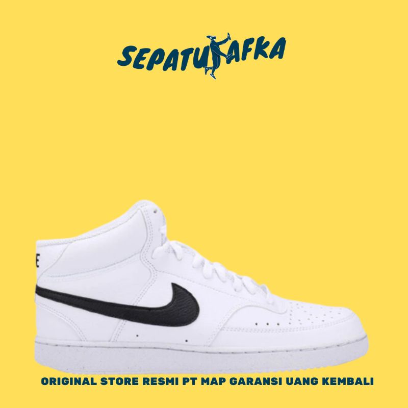 Nike Court Vision Mid White Black Sepatu Sneakers Pria 100% Original Store Indonesia
