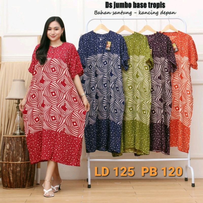 DASTER JUMBO XXL MOTIF TROPIS BUSUI KANCING BUMIL DRESS BAJU TIDUR