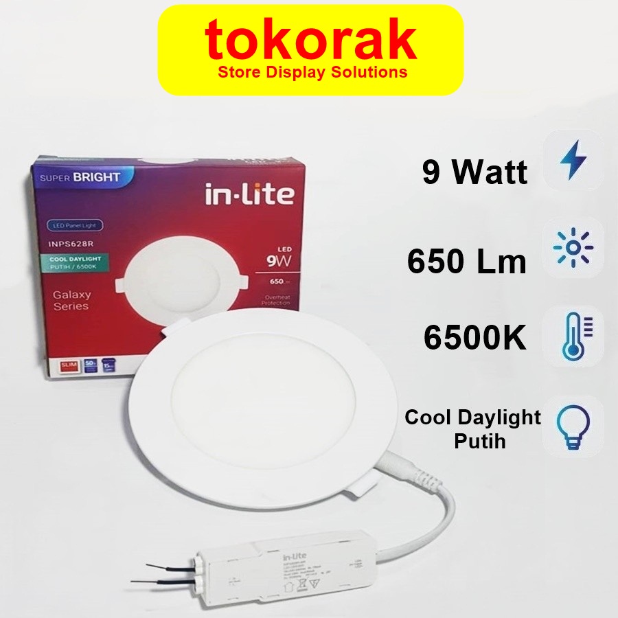 LED PANEL INBOW IN-LITE BULAT 9 WATT PUTIH DOWNLIGHT INLITE INPS628R