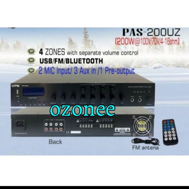 AMPLI VPK PAS 200UZ PAD 200 UZ 4 ZONES 200 WATT ORIGINAL