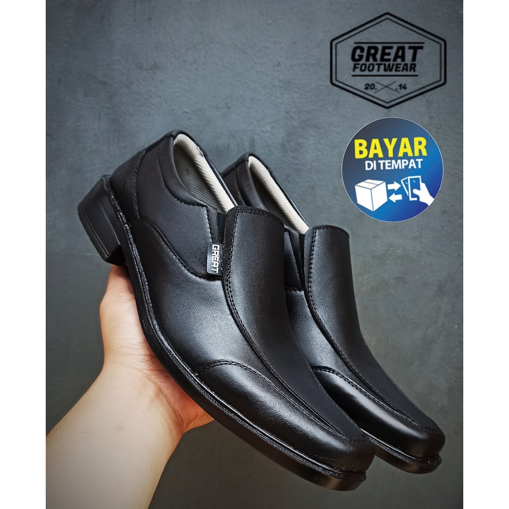 Sepatu Pantofel Formal Casual Kulit Asli Sepatu Kerja Kantor Sekolah Murah Asli Great Footwear P.524