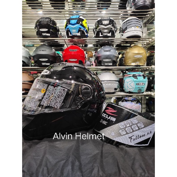 helm zeus 811c flat visor hitam / helm full face zeus 811c flat visor polos black