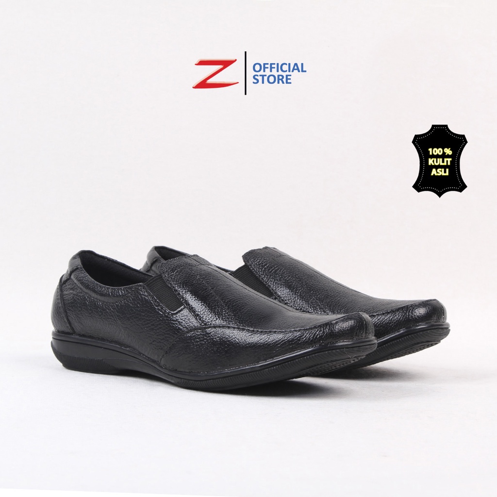 Zeintin - Sepatu Pantofel Wanita Bahan Kulit Sapi Asli Sepatu Kantor Wanita Hitam Mengkilap Original Zeintin BJ