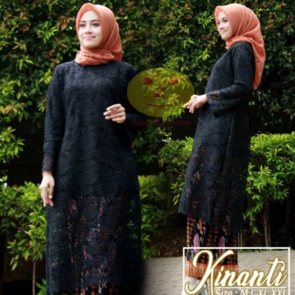Dijual atasan kebaya tunik modern/atasan kebaya brokat/kebaya wisuda/ - Hitam M Murah