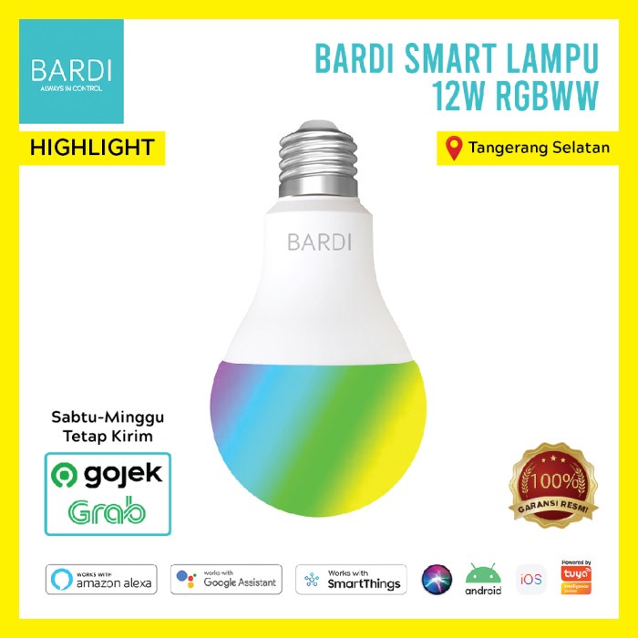 Smart Lamp Sameday Bardi Smart Light Bulb Rgbww 12W Wifi Wireless
