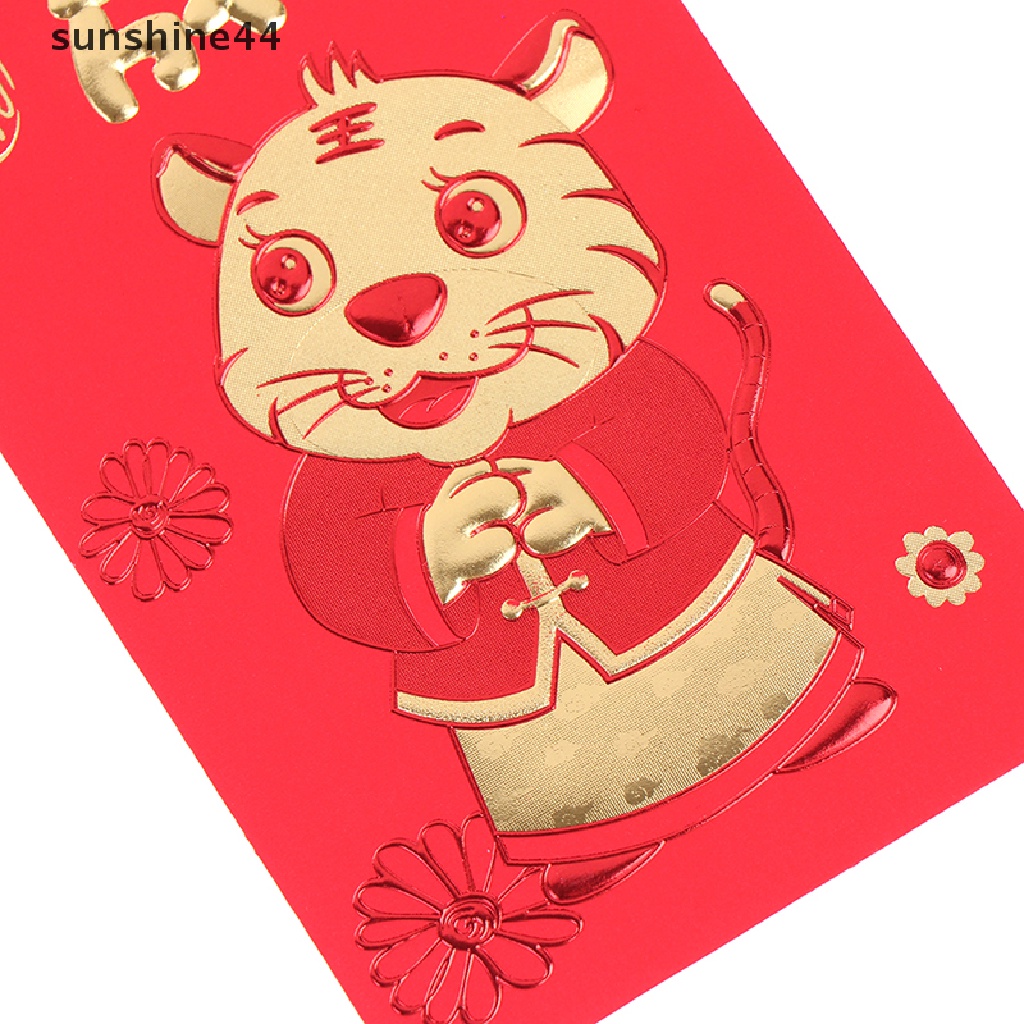 Sunshine 2022 Amplop Angpao Tahun Baru Cina / Imlek Gambar Harimau Warna Merah