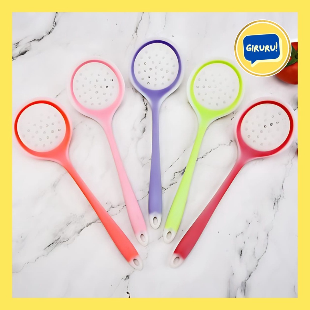 Centong masak silikon / Trainer Cooking Spoon Silicon Tahan Panas / Alat Masak Centong Lubang