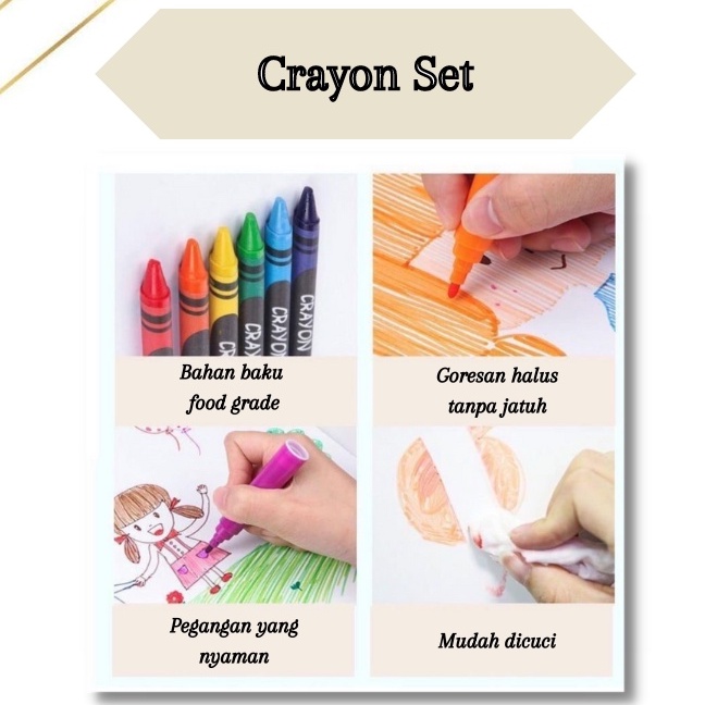 Set Crayon 208 PC / Krayon Mewarna Alat Menggambar dan Mewarnai Anak BIG