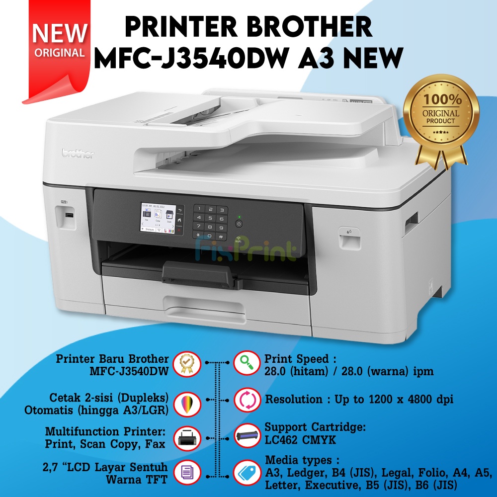 Printer Brother A3 Inkjet Print Scan Copy MFC-J3540DW Multifunction Color Duplex WiFi Fax LAN Borderless Pengganti MFC-J3530DW J3530