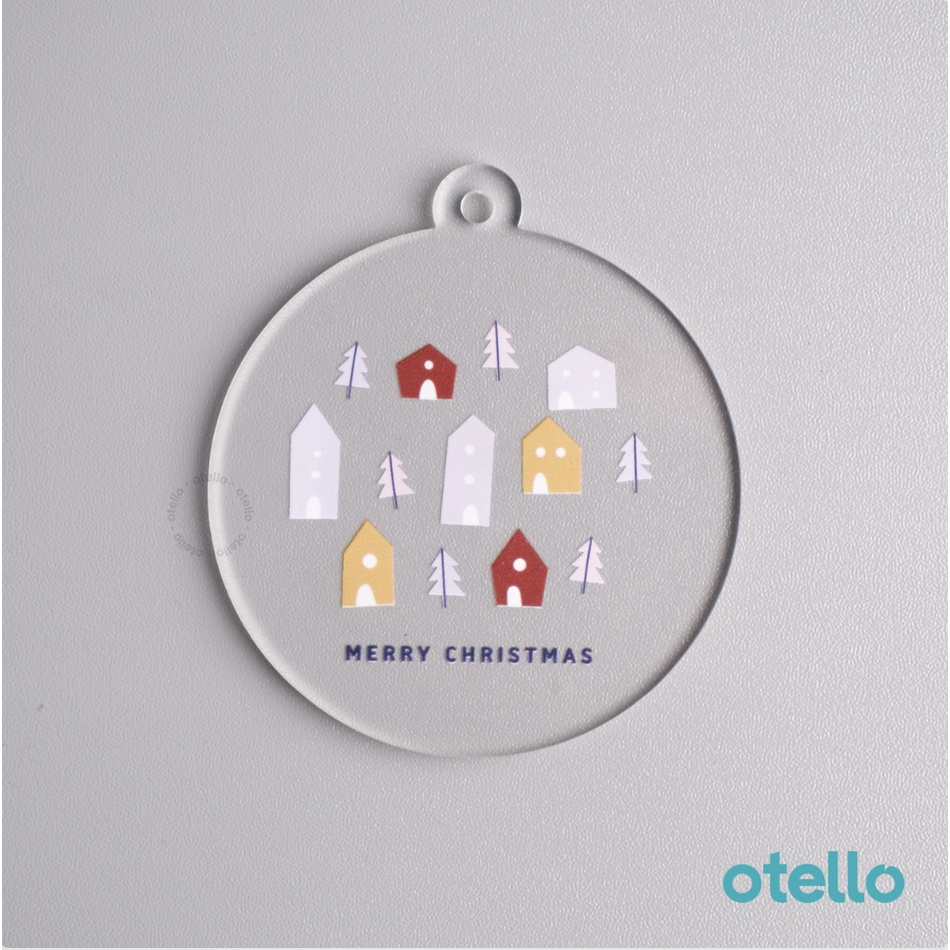 Christmas Tag Akrilik Round Print Hiasan Hampers Hang Tag Parcel Natal Acrylic Gantungan Dekorasi Kado