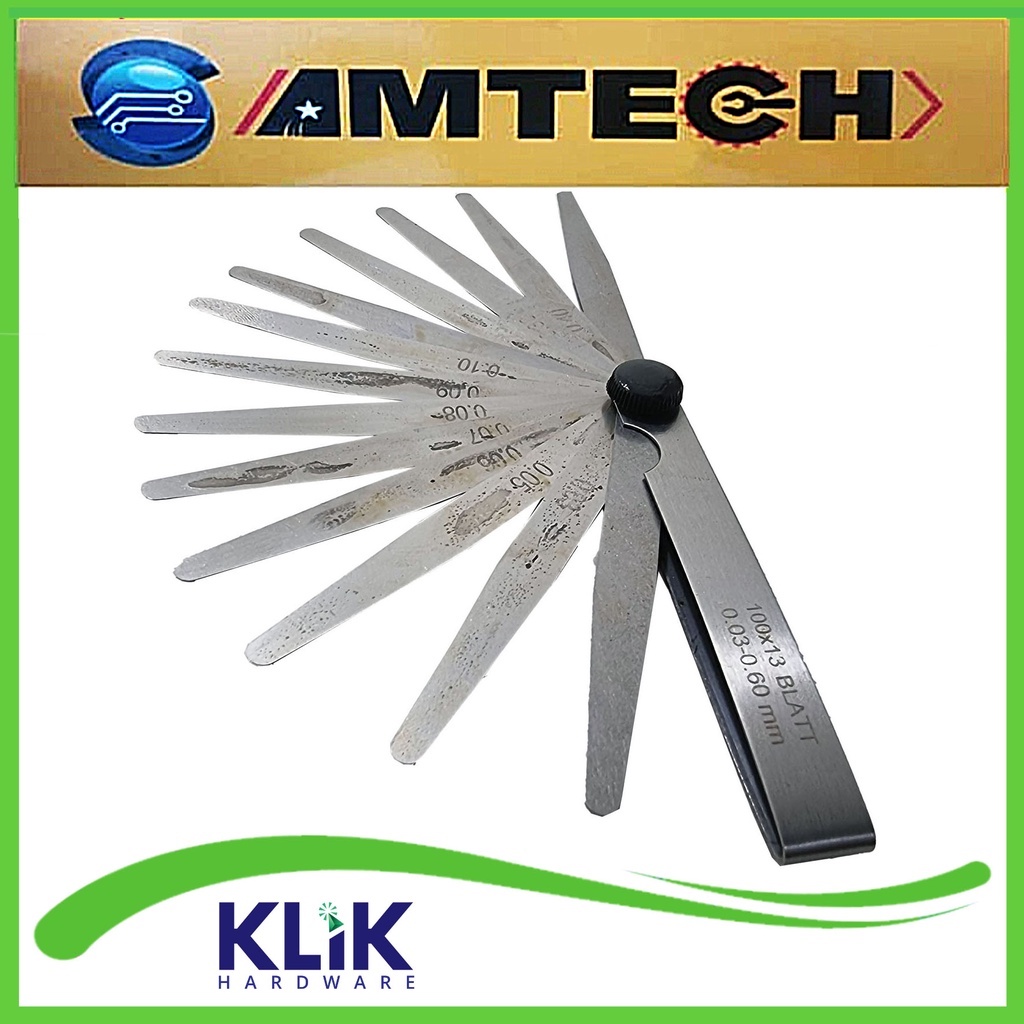 Amtech Stel Klep Fuller Blade 13 Pcs Feeler Gauge 0.03 - 0.6 mm